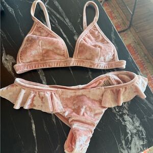 Montce Velvet Pink Bikini with Ruffles